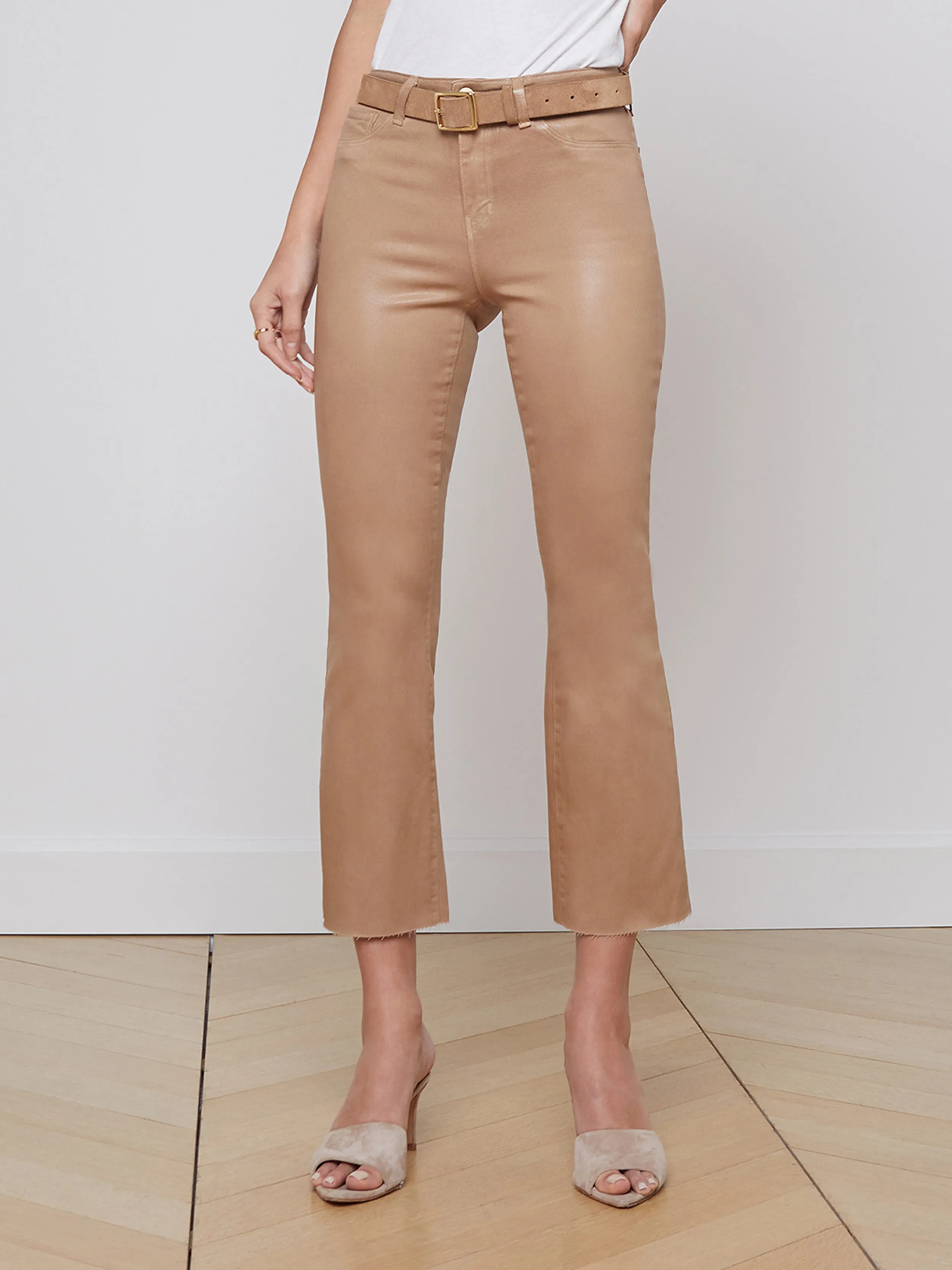 Kendra Coated Cropped Flare Jeans