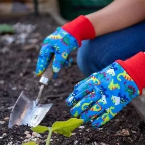 Kids Gardening Gloves Dinosaur Blue,garden field mower