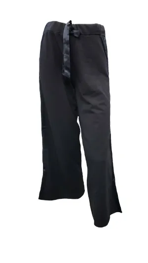 Kimber Crop French Terry Weite Bein Crop Hose Mit Satin Streifen In Schwarz