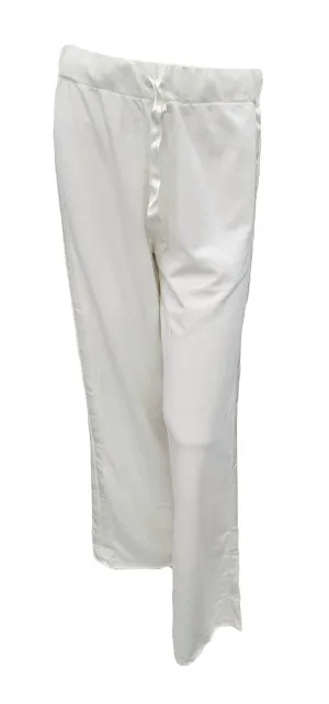 Kimber Long French Terry Weite Bein Hose Mit Satin Streifen In Perle