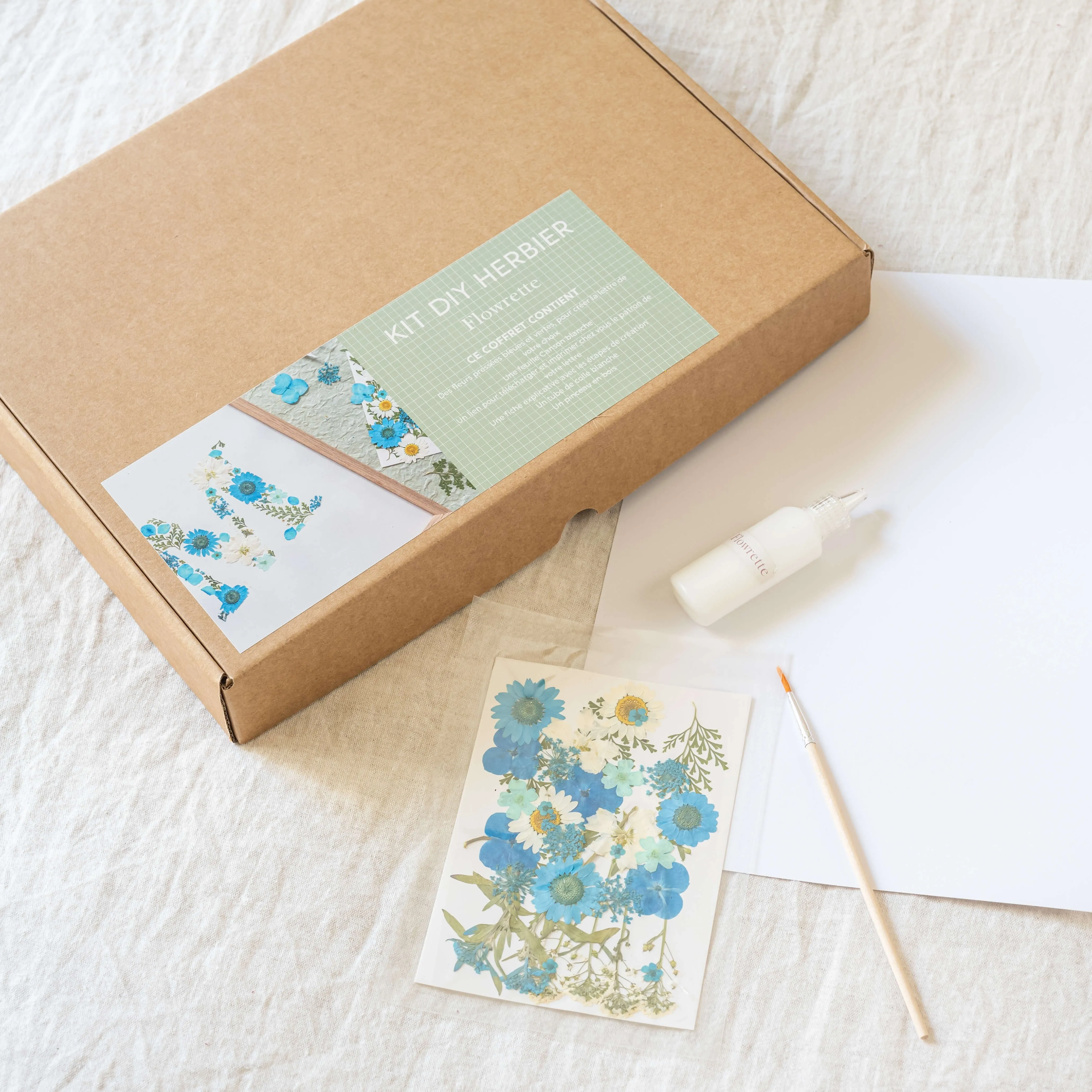 Kit DIY herbier abcdaire bleu