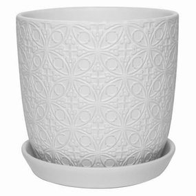 Kit Pot with saucer - Matte White,terracotta plant pot