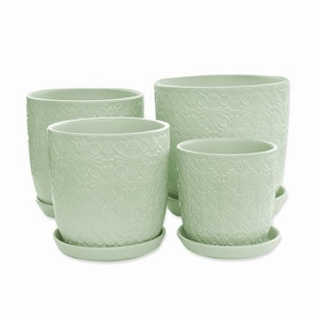 Kita Pot with saucer - Matte Sage,terracotta plant pot