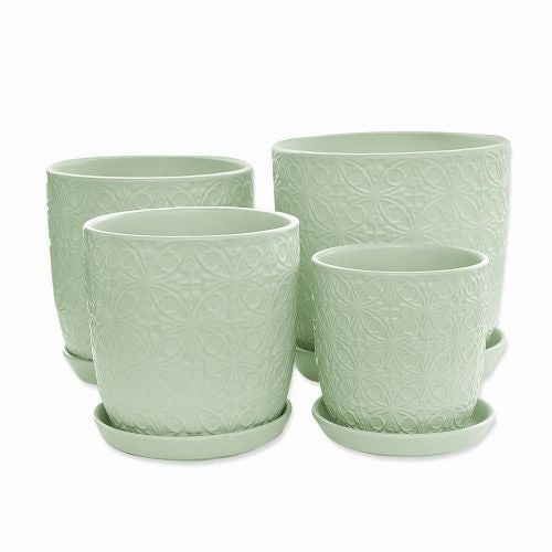 Kita Pot with saucer - Matte Sage,terracotta plant pot