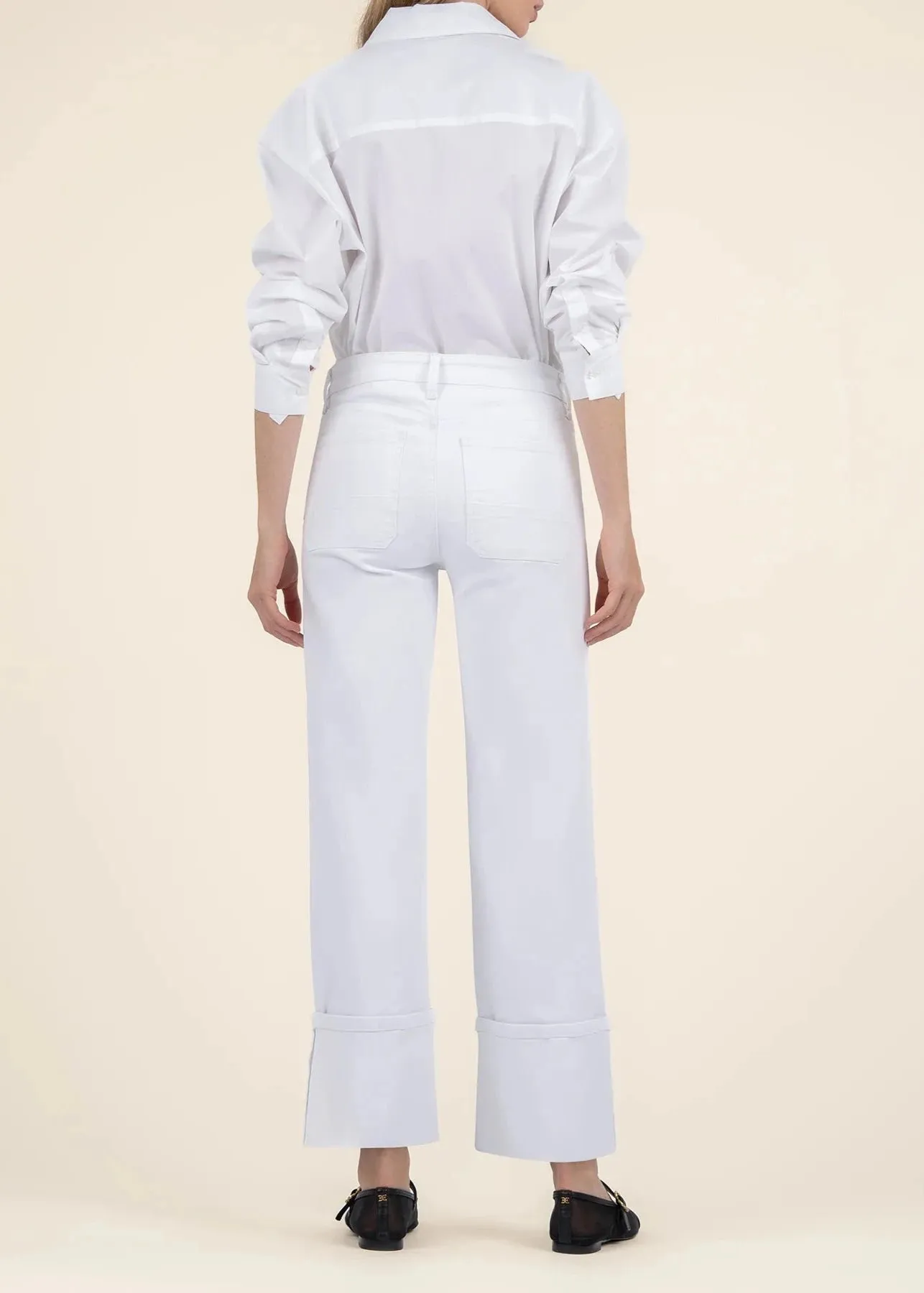 Kut From the Kloth Charlotte High-Waist Fab Ab Weite Bein-Hochkrempel Jeans