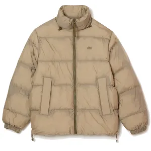 Lacoste Kurze wasserabweisende Steppjacke Khaki Grün
