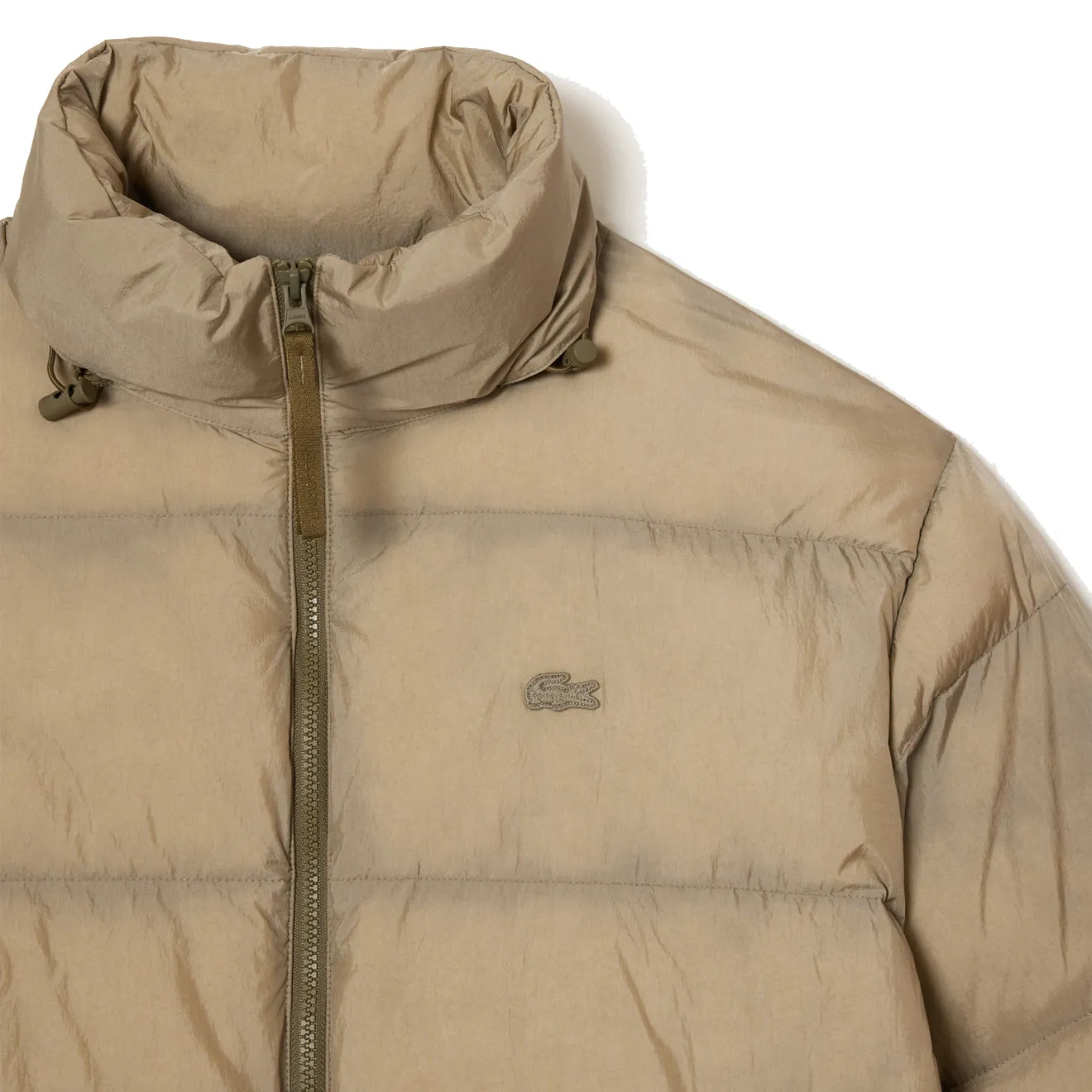 Lacoste Kurze wasserabweisende Steppjacke Khaki Grün