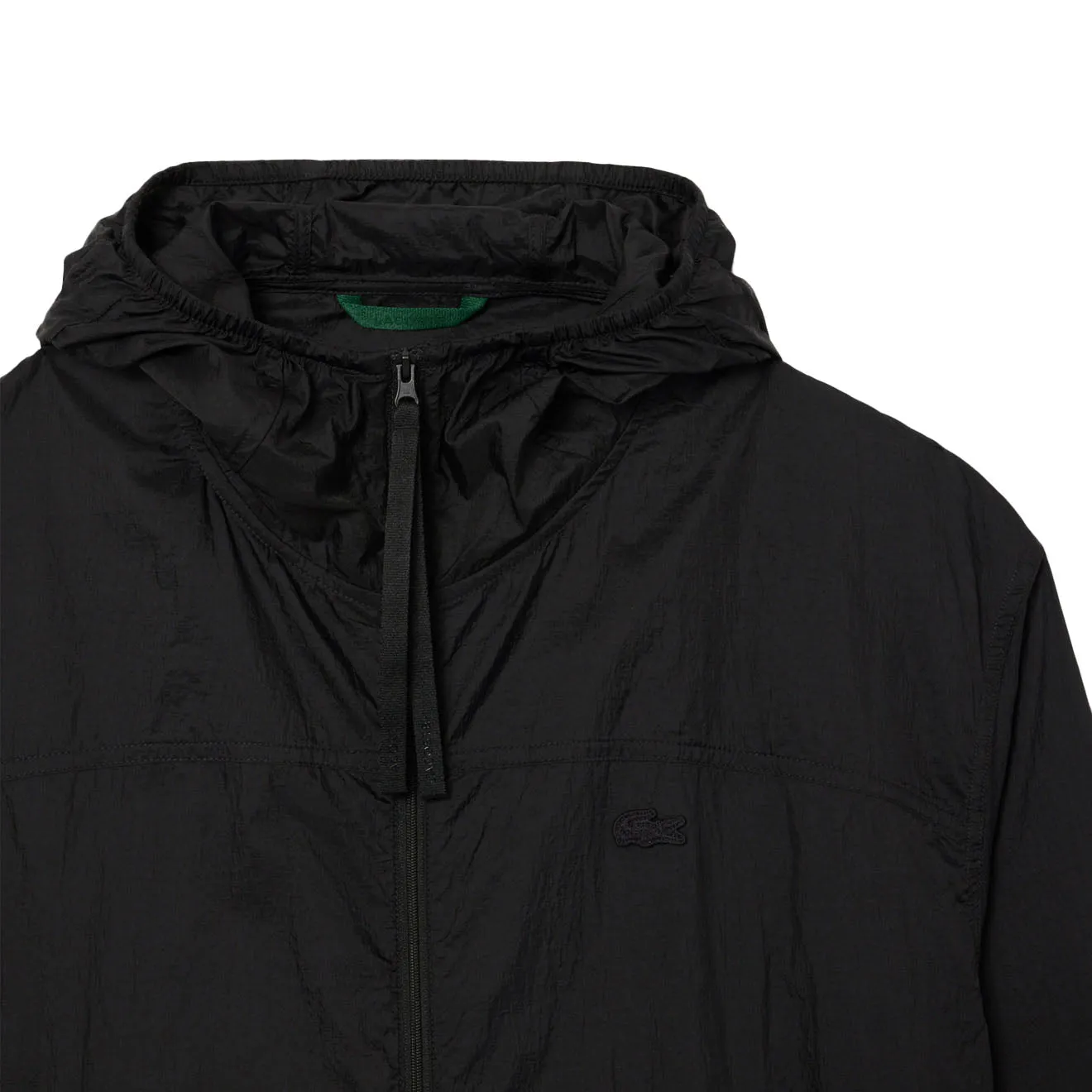 Lacoste wasserabweisende zusammenfaltbare Nylonjacke Schwarz