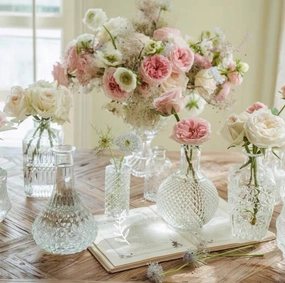 Large Crystal vintage Bud vase 7.8 H wedding centerpiece,aesthetic flower vase