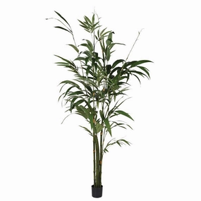 Large Green Bamboo Palm Tree In Small Black Plastic Pot,dried artificial flower