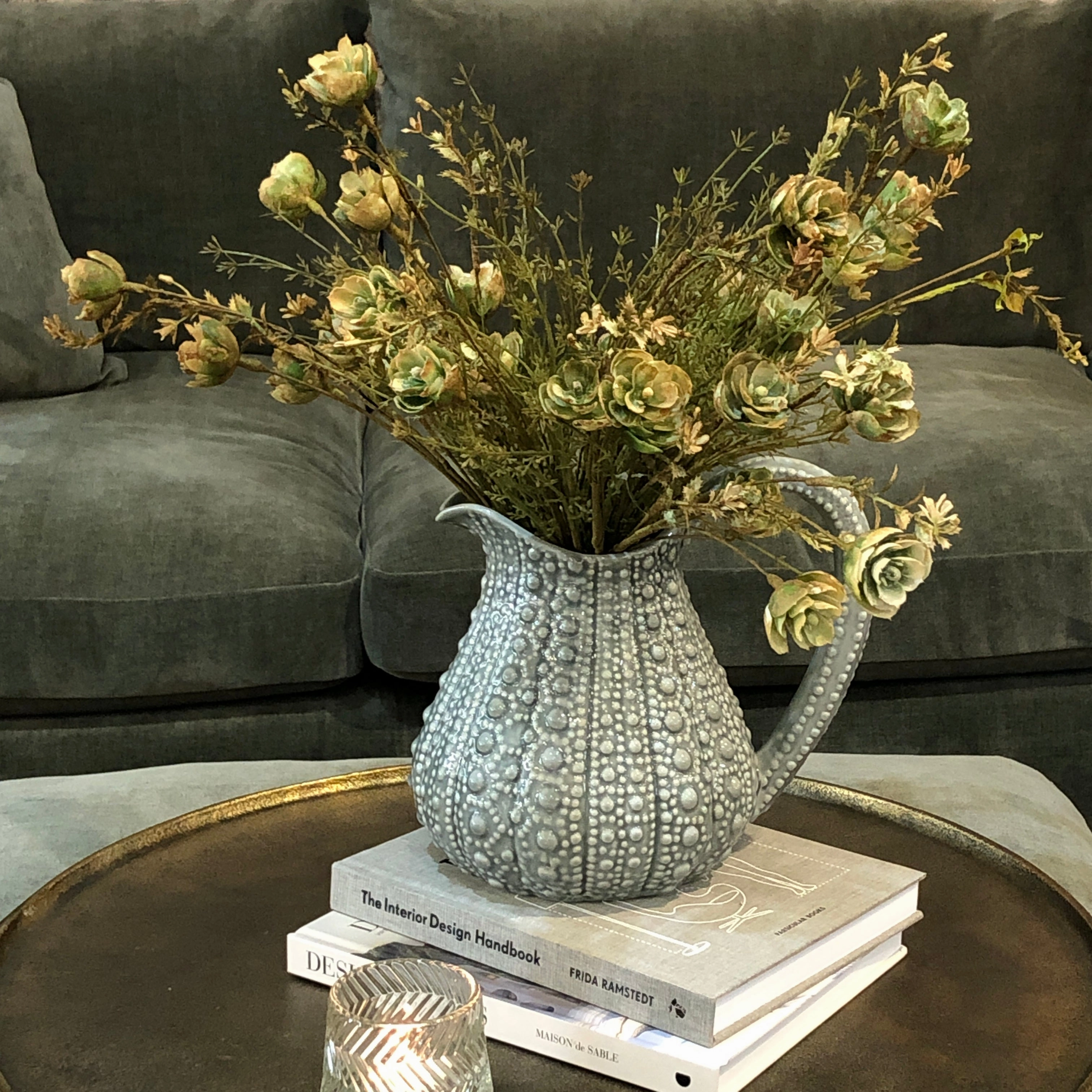 Large Grey Glazed Urchin Jug 23cm