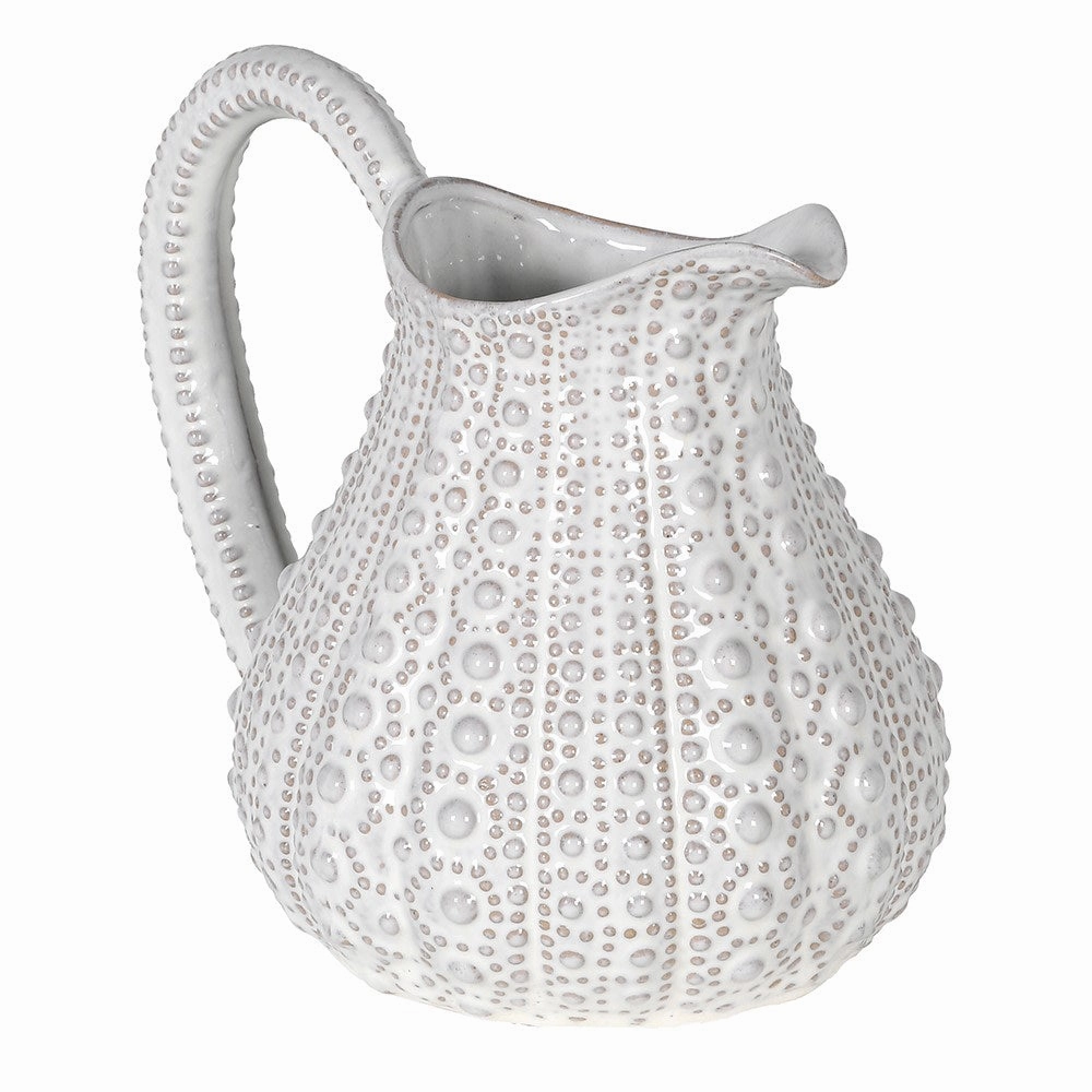 Large White Glazed Urchin Jug 23cm