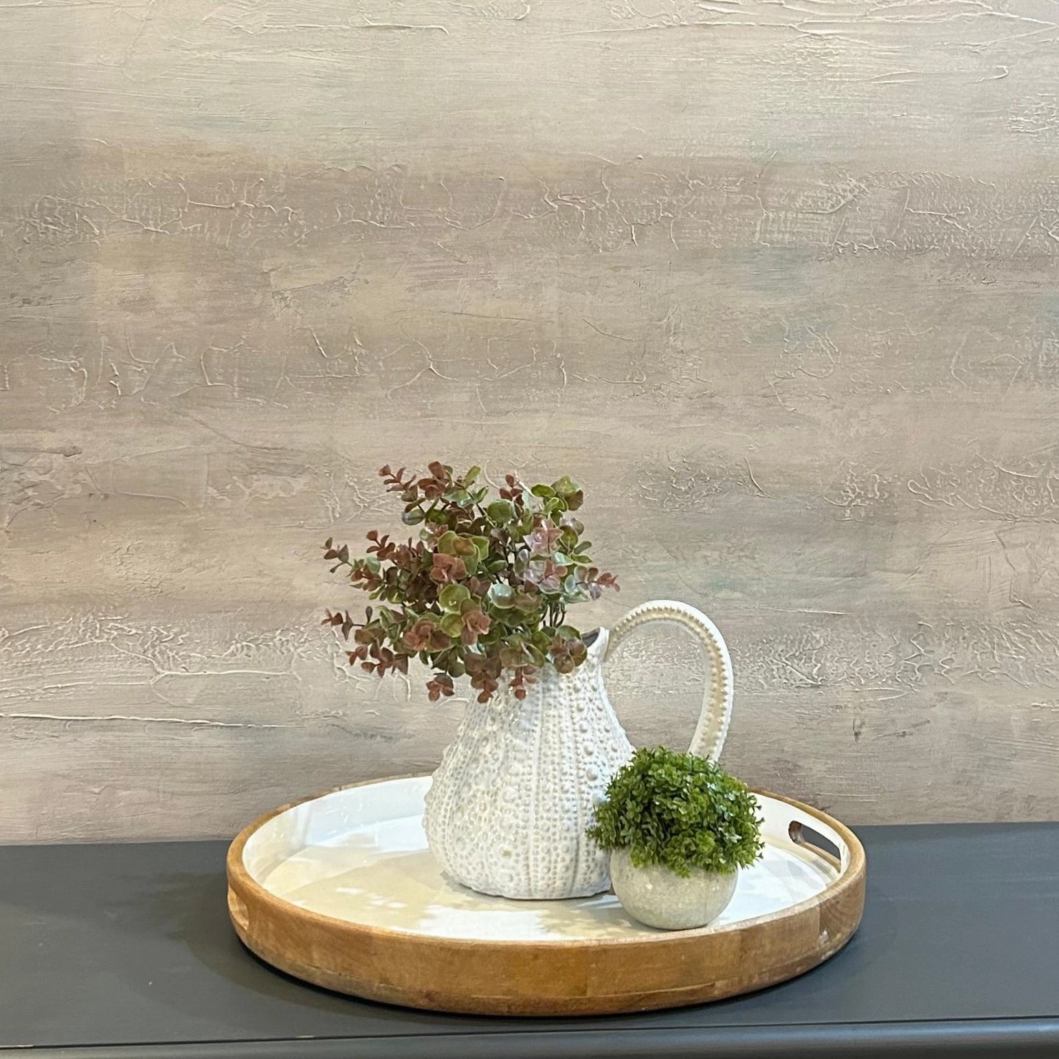 Large White Glazed Urchin Jug 23cm