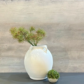 Large White Textured Terracotta Vase 37cm,hand-painted ceramic vase