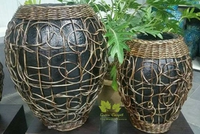 LBGP 227 Terracotta Pot W/Rattan Decor,unique decorative planter