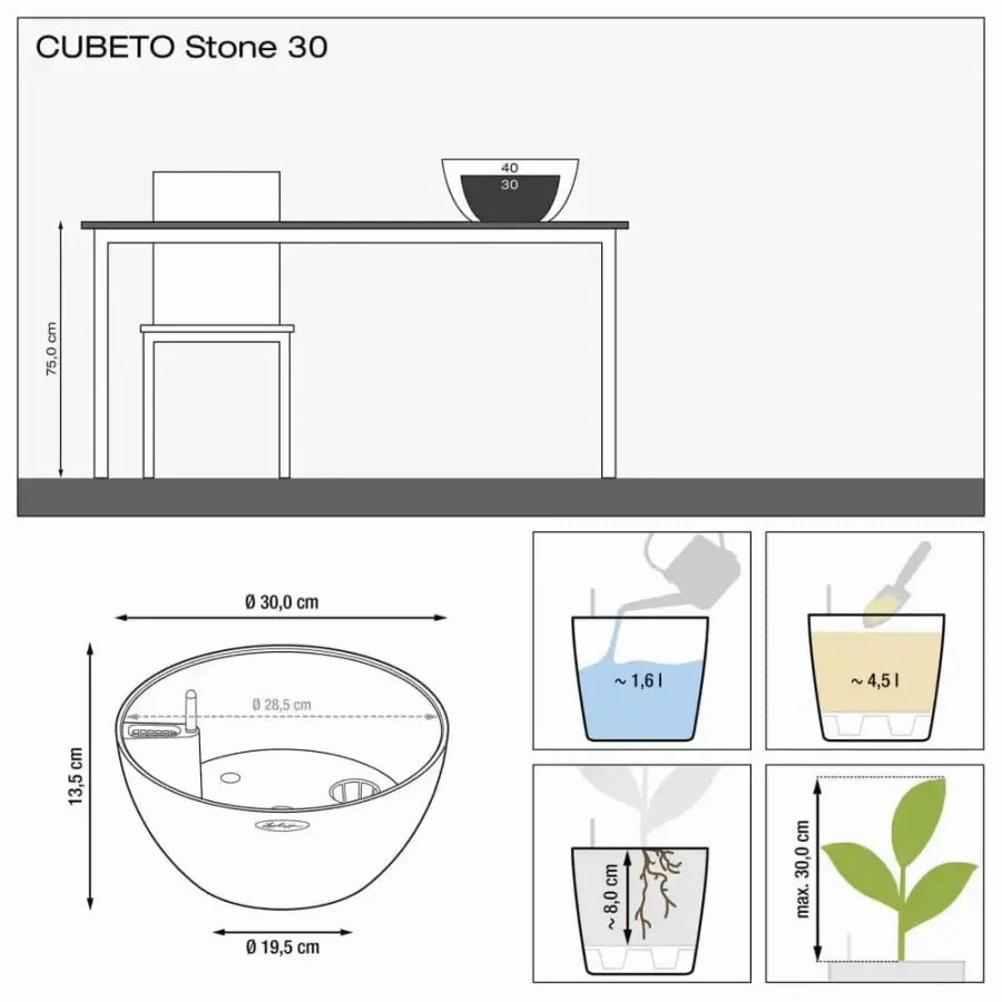 Lechuza CUBETO Stone 30 Bowl
