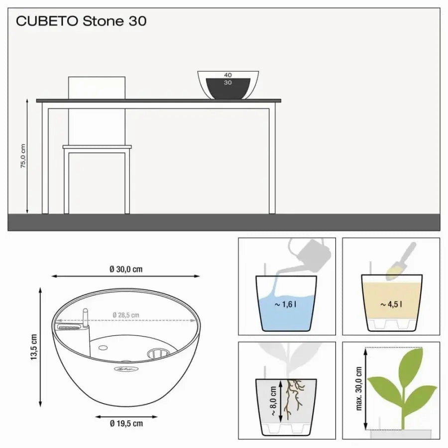 Lechuza CUBETO Stone 30 Bowl