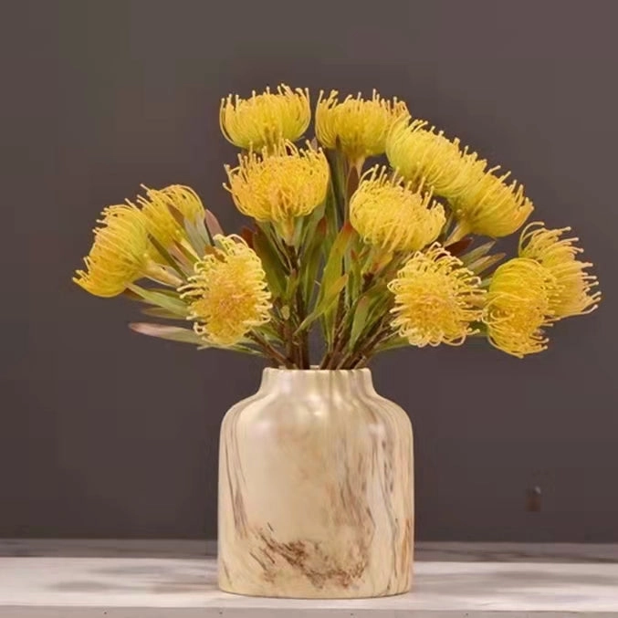 Leucospermum Artificial Silk Flower 44cm Stem Yellow LEUCOSPERMUM005
