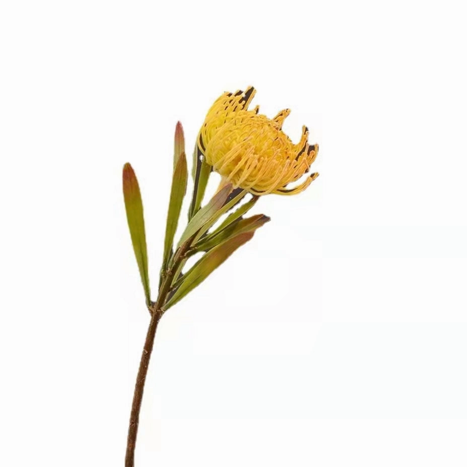 Leucospermum Artificial Silk Flower 44cm Stem Yellow LEUCOSPERMUM005