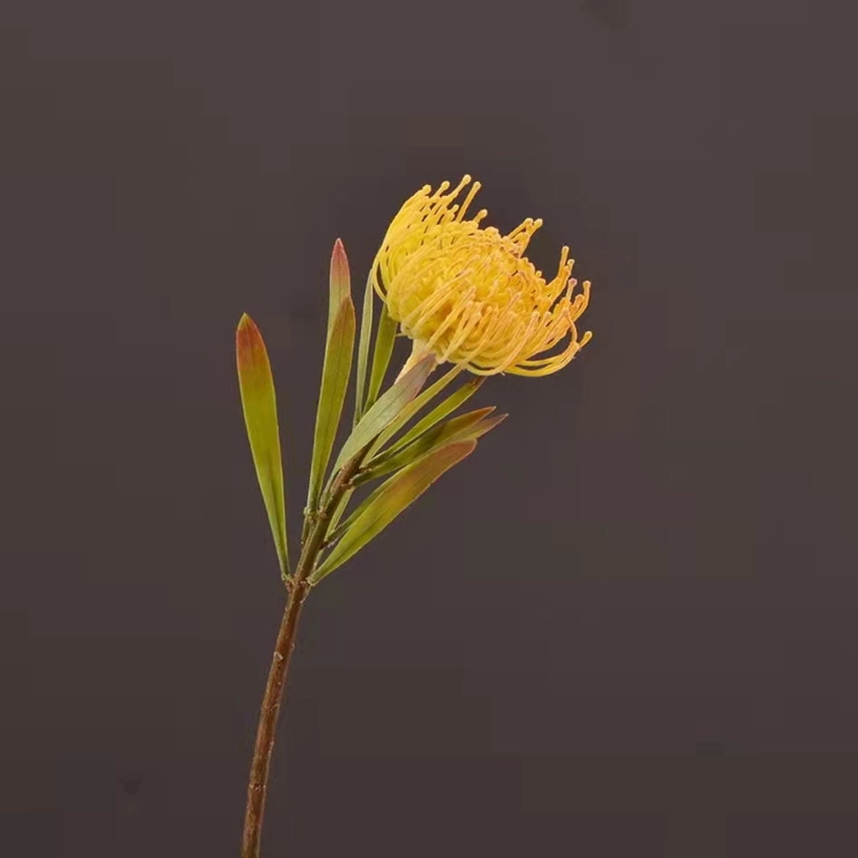 Leucospermum Artificial Silk Flower 44cm Stem Yellow LEUCOSPERMUM005