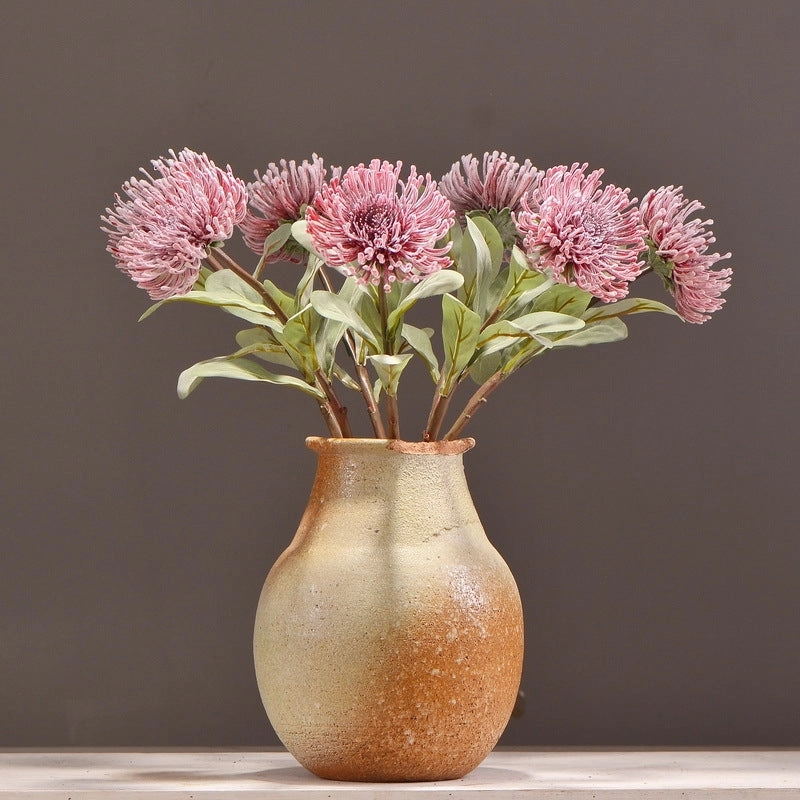Leucospermum Artificial Silk Flower 55cm Stem Red LEUCOSPERMUM003