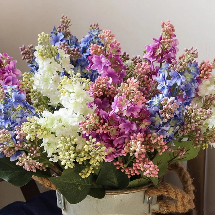Lilac Artificial Silk Flowers 71cm Stem Blue LILAC002