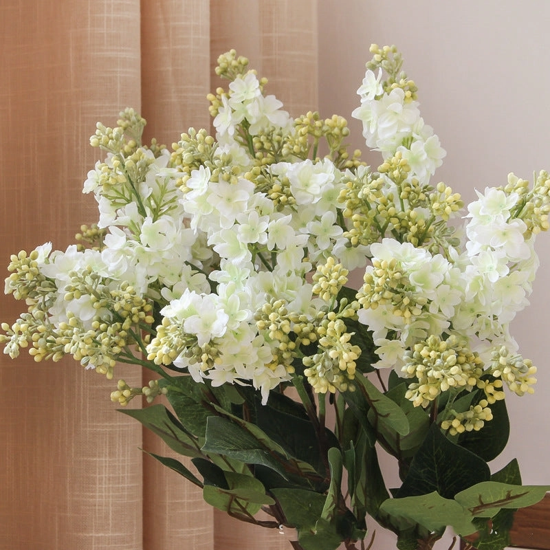 Lilac Artificial Silk Flowers 71cm Stem White LILAC003
