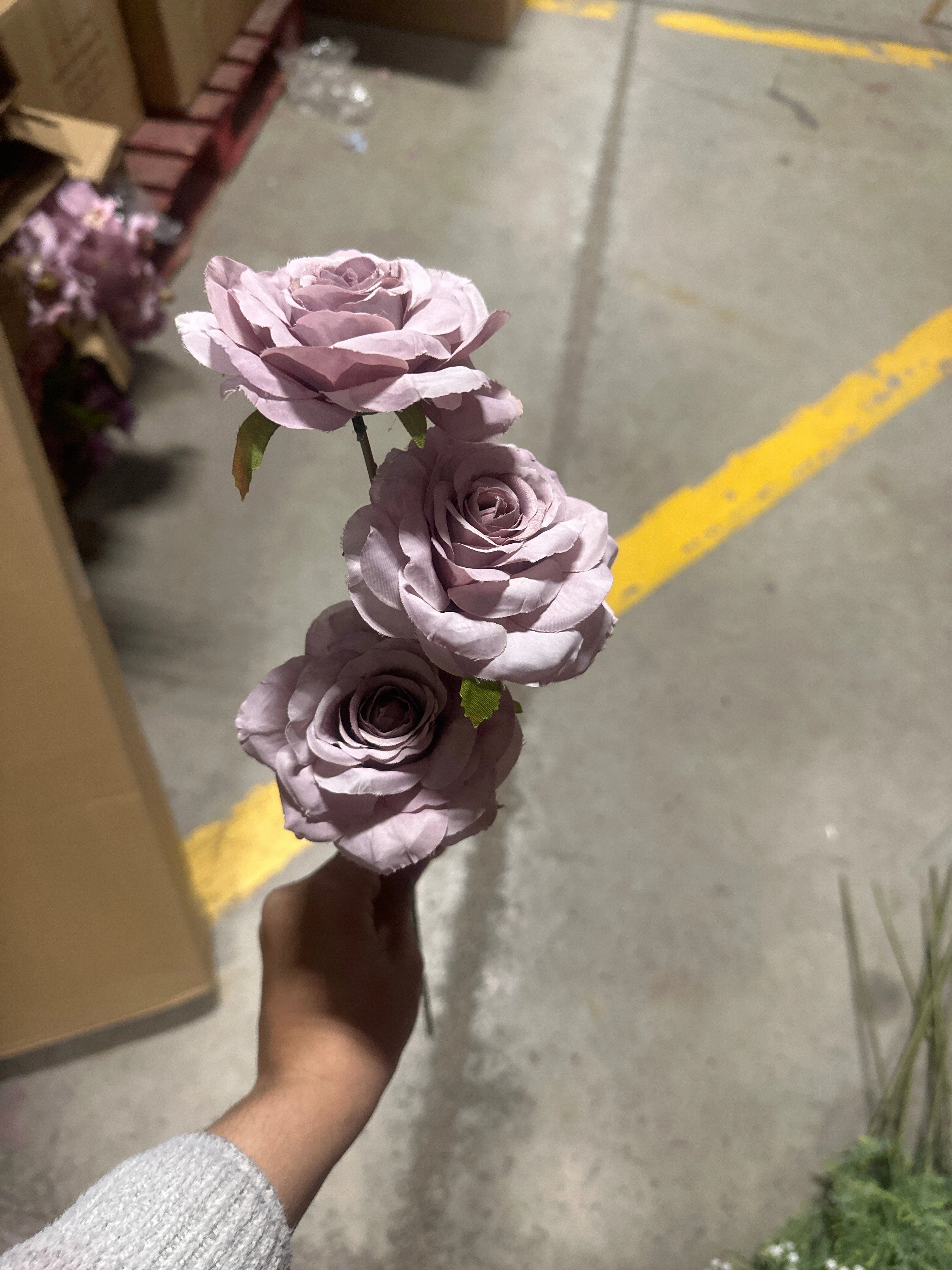 Lilac Curly edge Rose Spray 2 heads