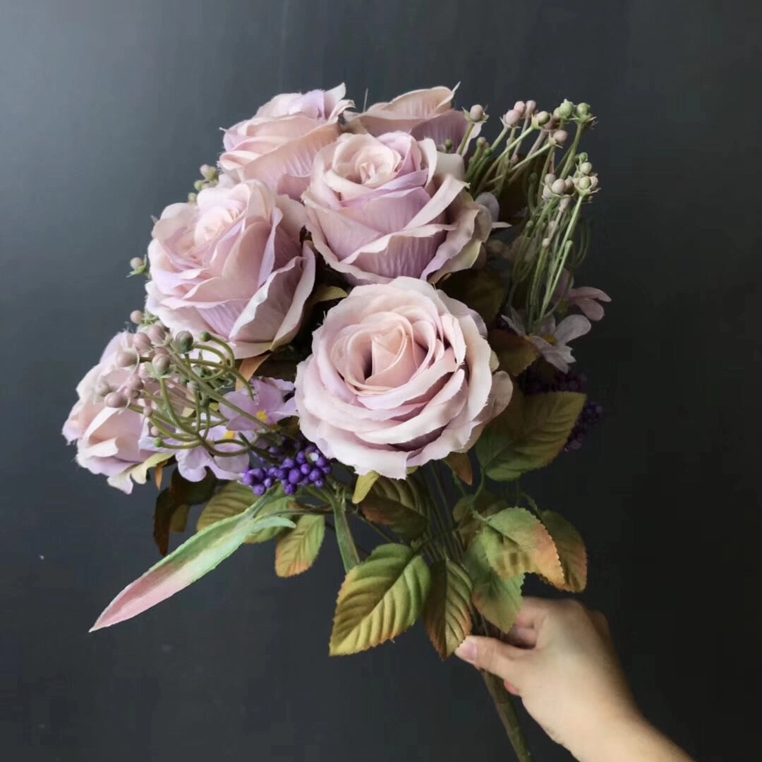 Lilac ROSE BUNCH With fillers artificial flower bouquet  