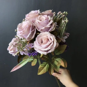 Lilac ROSE BUNCH With fillers artificial flower bouquet  