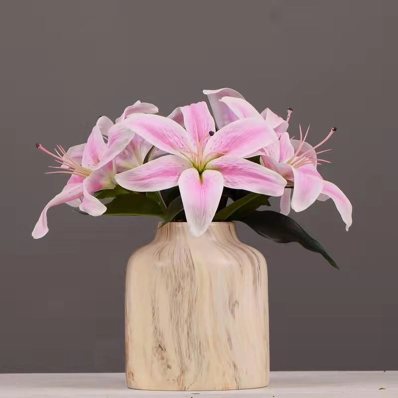 Lily Artificial Silk 3D Real Touch Flower 387Stem Pink LILY001