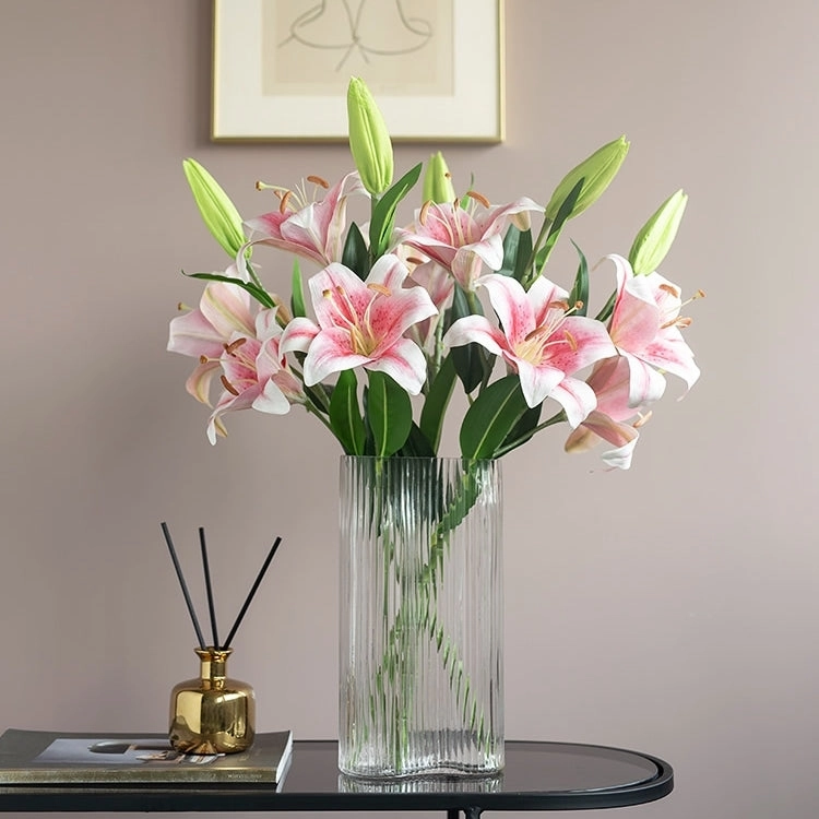 Lily Artificial Silk Flowers Oriental Lily Pink LILY004
