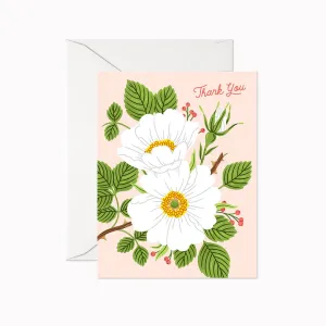 Linden Paper Co. - Garden Rose Thank You Card,faux bloom stem 