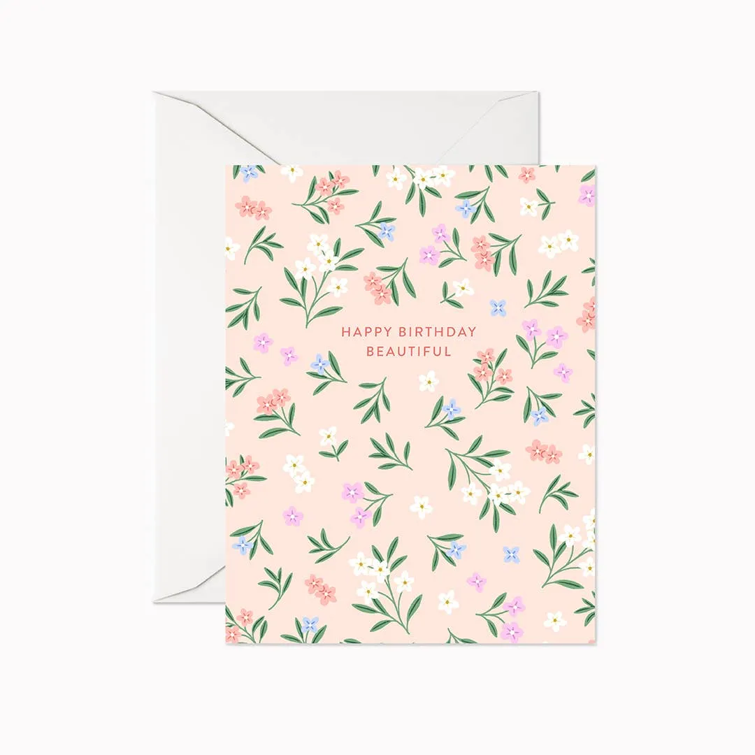 Linden Paper Co. - Happy Birthday Beautiful Card,faux bloom stem 