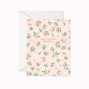 Linden Paper Co. - Happy Birthday Beautiful Card,faux bloom stem 