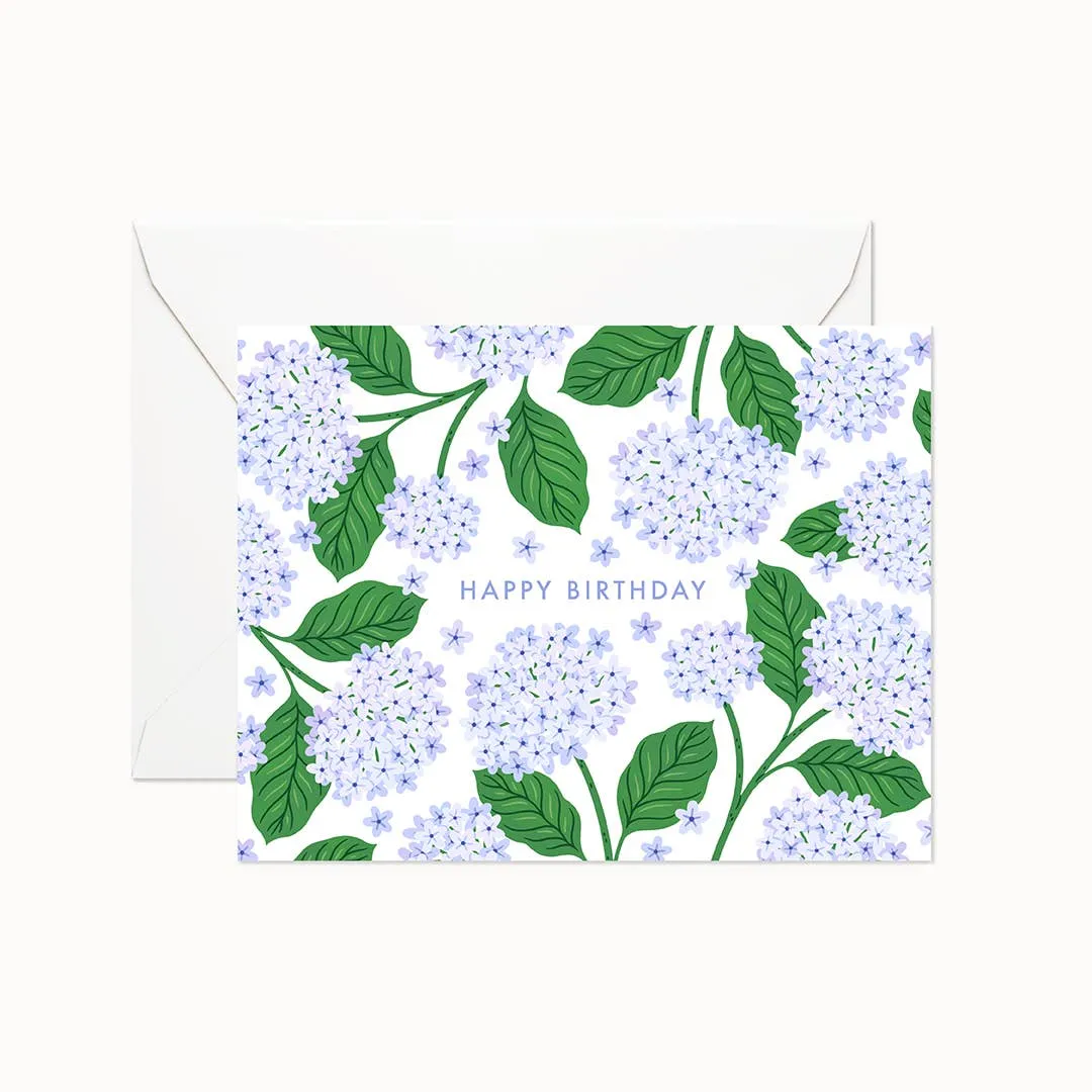 Linden Paper Co. - Hydrangea Happy Birthday Card,faux bloom stem 