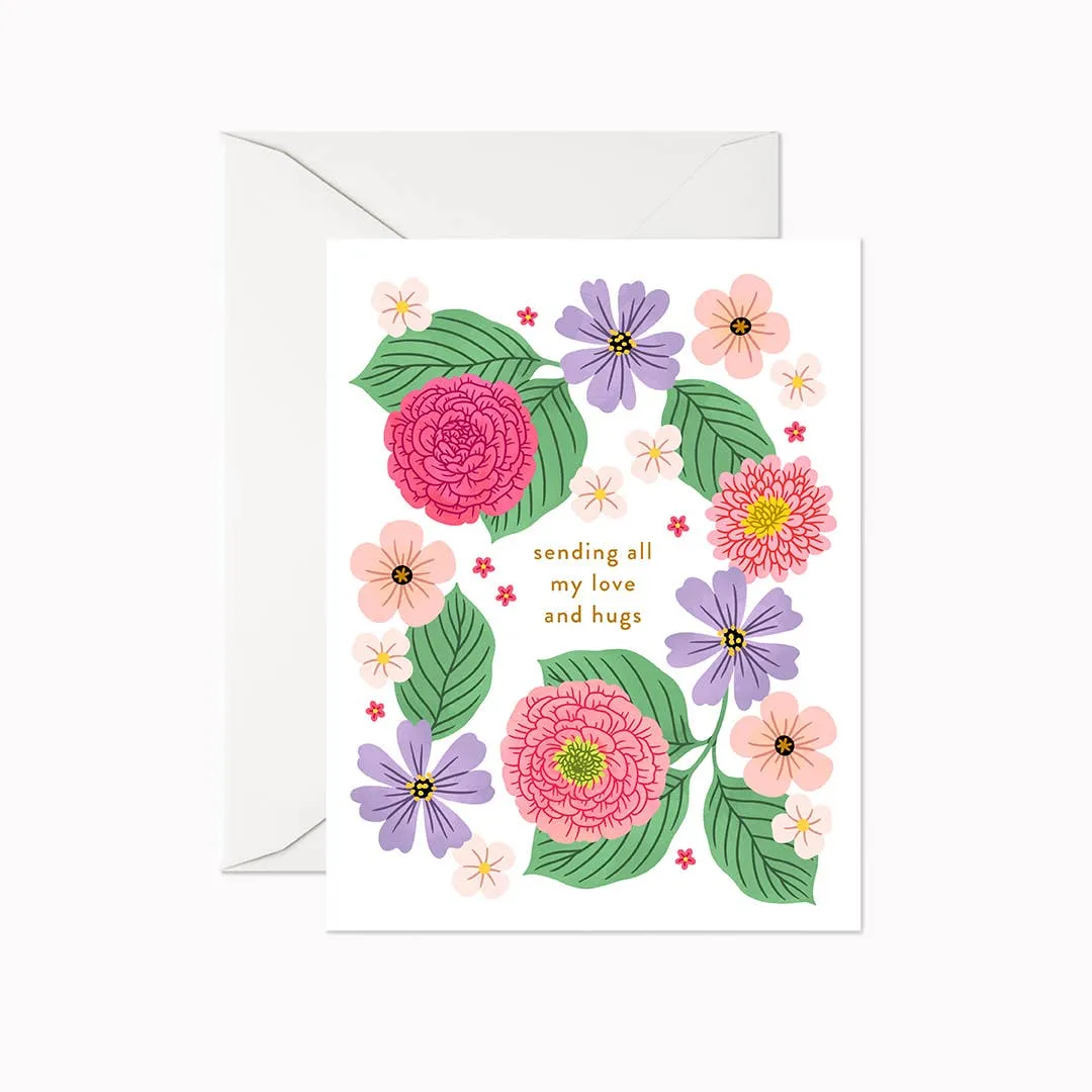 Linden Paper Co. - Sending All My Love And Hugs Card,faux bloom stem 