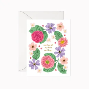 Linden Paper Co. - Sending All My Love And Hugs Card,faux bloom stem 