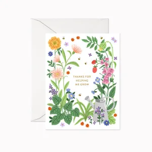 Linden Paper Co. - Thanks for Helping Me Grow | Greeting Card,faux bloom stem 