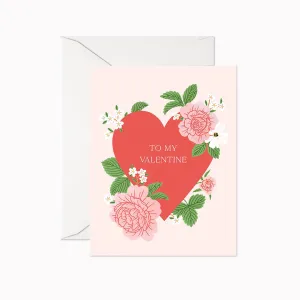 Linden Paper Co. - To My Valentine Card,faux bloom stem 