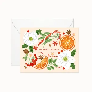 Linden Paper Co. - Warmest Wishes Card,faux bloom stem 