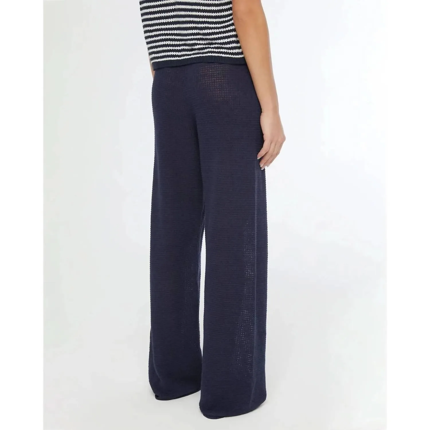 Leinen Strickhose mit Zugband in Dunkelblau