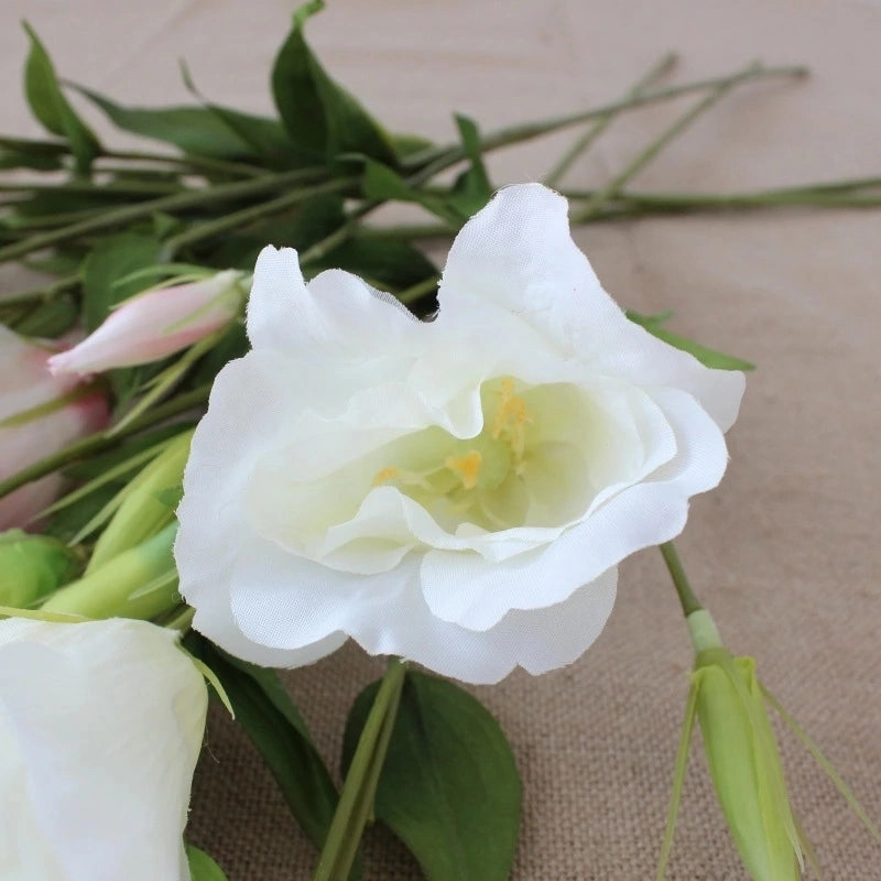 Lisianthus 7 Heads Artificial Silk Flower 67cm Stem White LISIANTHUS001