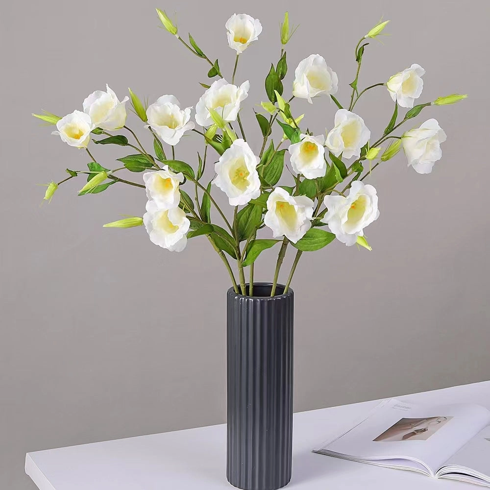 Lisianthus 7 Heads Artificial Silk Flower 67cm Stem White LISIANTHUS001
