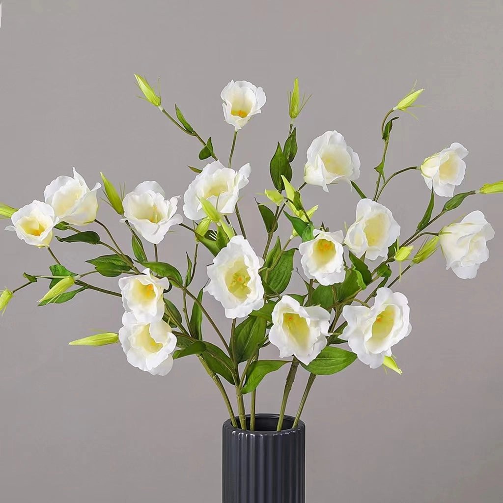 Lisianthus 7 Heads Artificial Silk Flower 67cm Stem White LISIANTHUS001