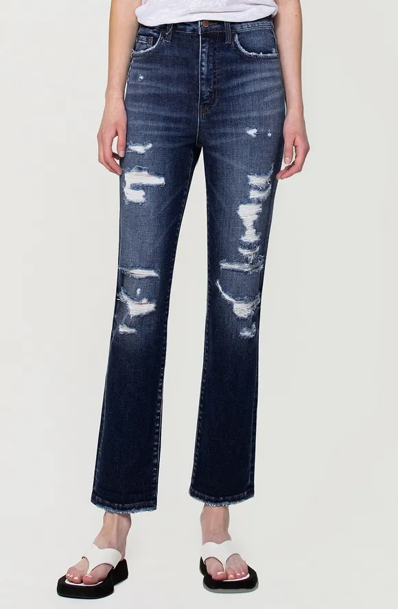 Liz Distressed Super High Rise Jeans - Endverkauf 50% Rabatt im Warenkorb