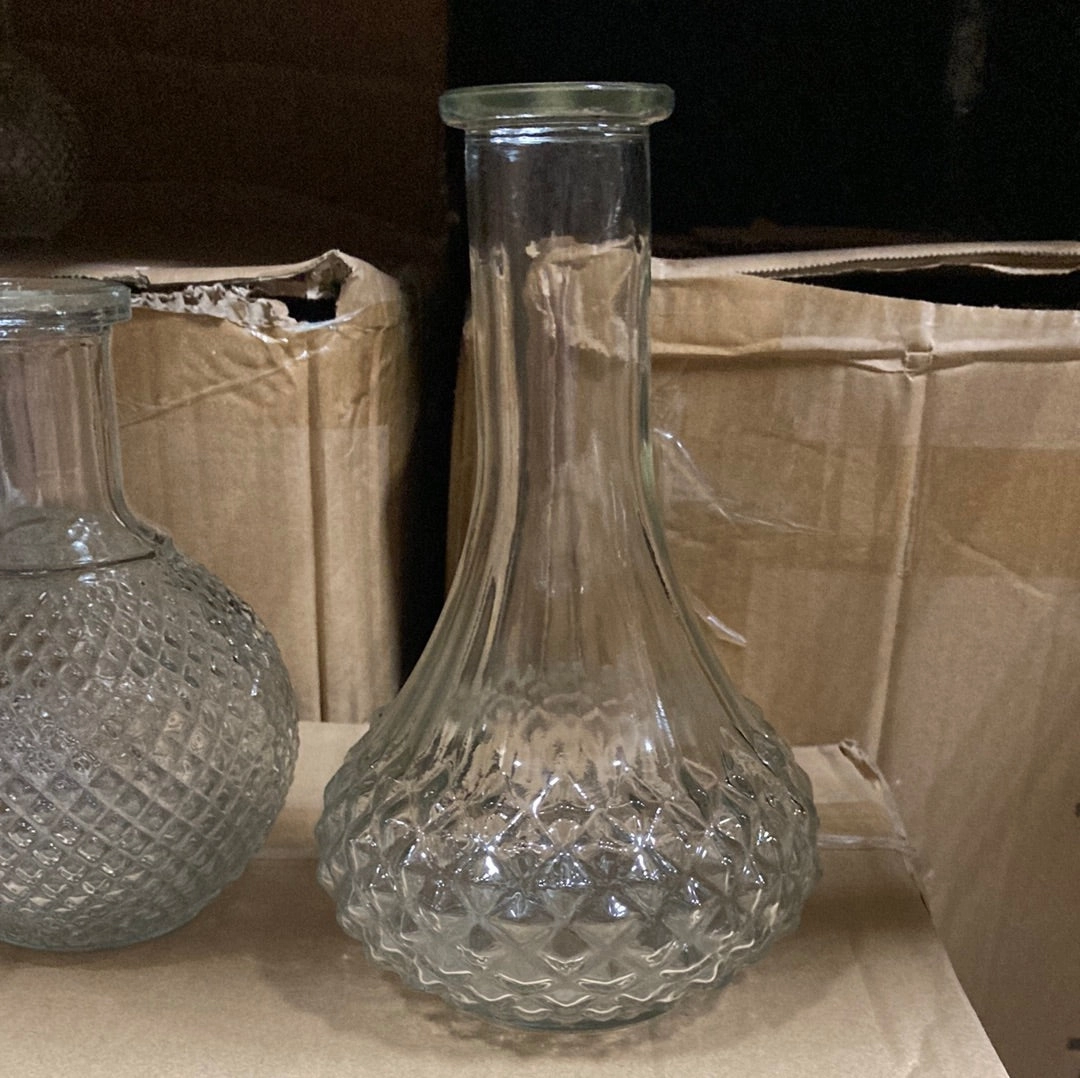Long neck Crystal vintage Bud vase 7.5H wedding centerpiece