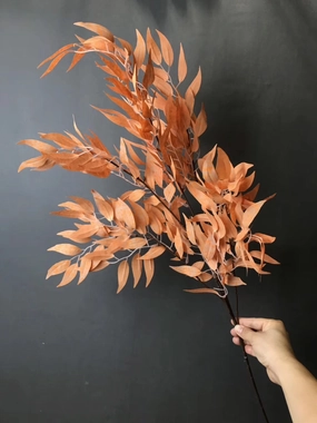 Long stem Burnt Orange Eucalyptus Spray greenery realistic flower bouquet  