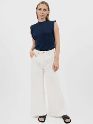 Los Angeles Upgecycelte Weitbeinjeans | Weiß
