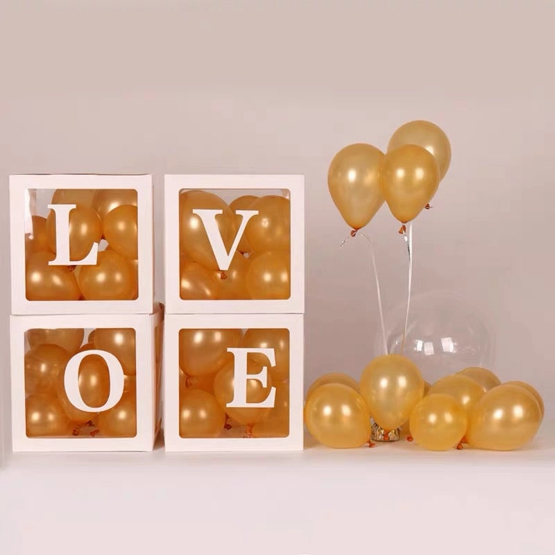 Love white Box No balloon realistic flower bouquet  
